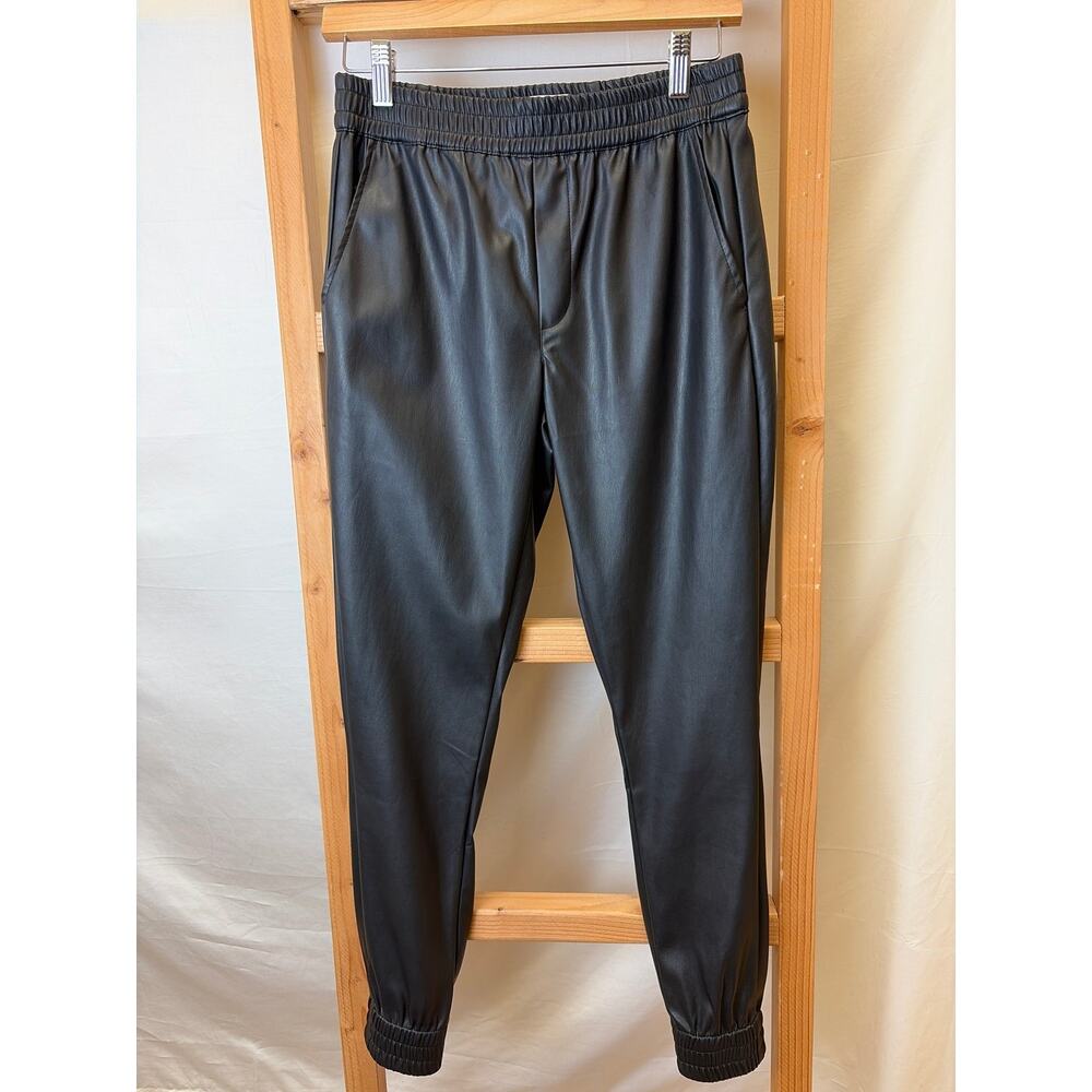 NWT Dear John Boutique Black Faux Leather Jogger Pant #0354 XL